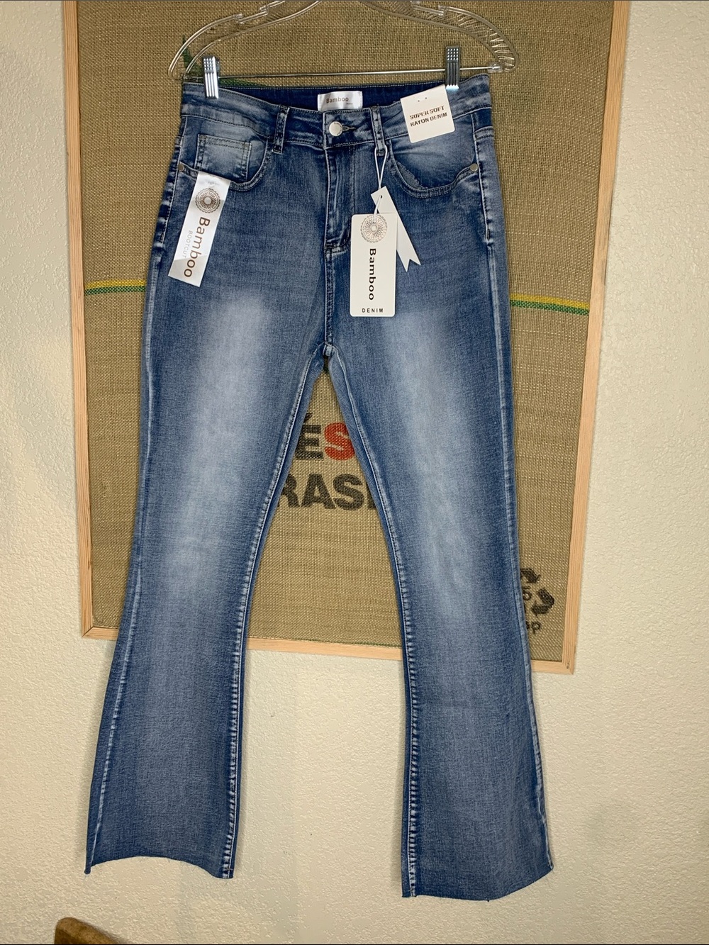 BAMBOO Mid Blue Flare Jeans - Light Wash